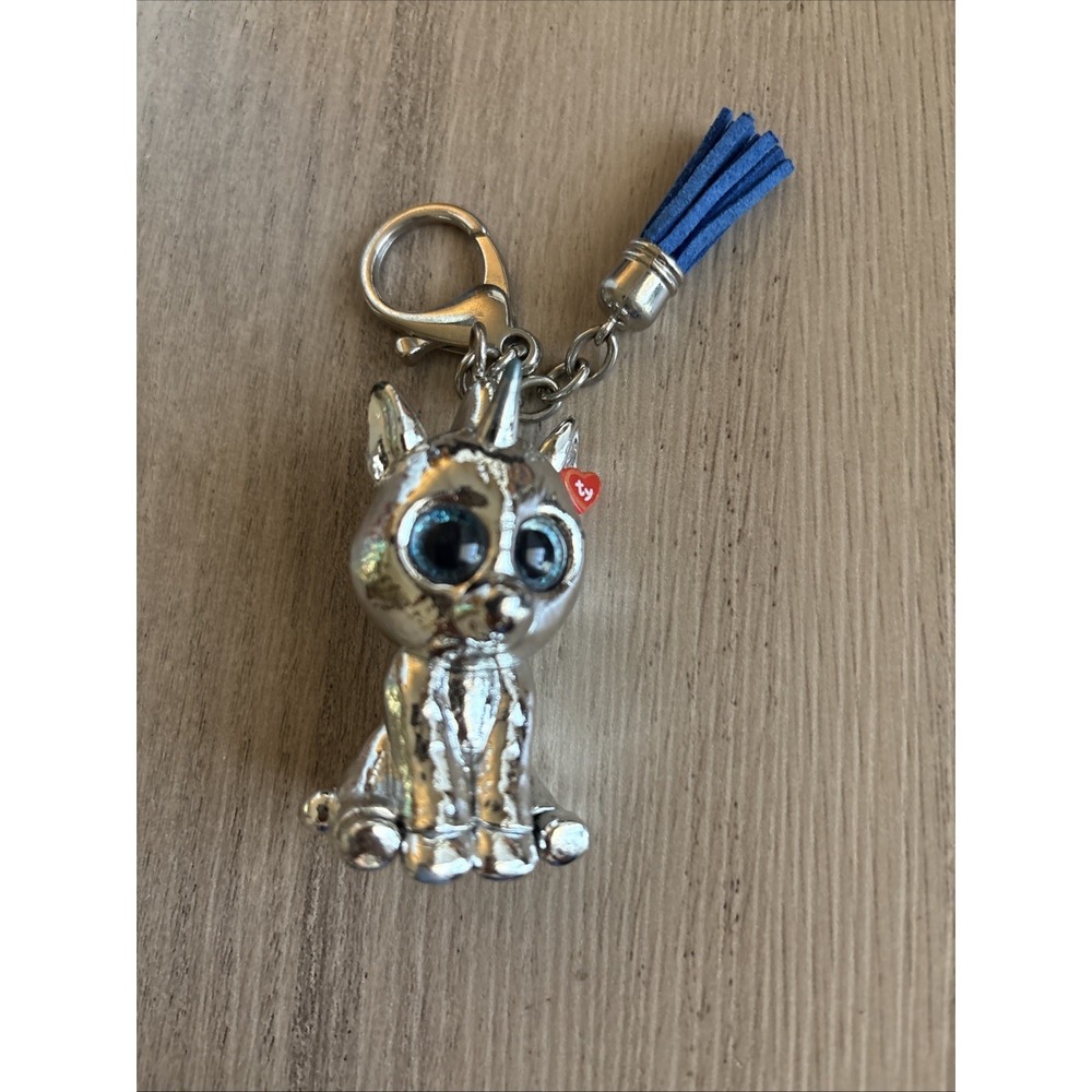 TY Beanie Boos Mini Boo Collectible Metal Key Clip SILVER Unicorn Vinyl Figure